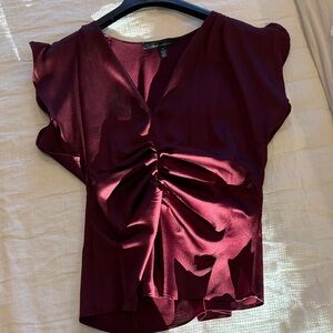 White House Black Market Deep Burgundy Blouse